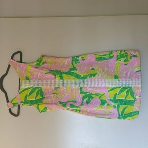 Lilly Pulitzer green and pink shift dress, size 6.